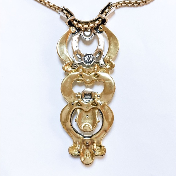 NEW AMERICAN WEST Mother-of-Pearl Necklace Statement Sterling Brass NEW AW BOX - Picture 4 of 12